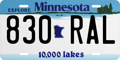MN license plate 830RAL