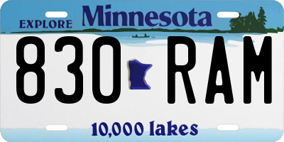 MN license plate 830RAM