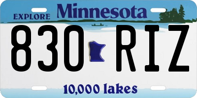 MN license plate 830RIZ