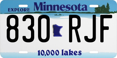 MN license plate 830RJF