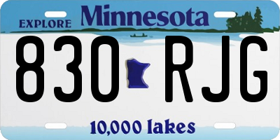 MN license plate 830RJG