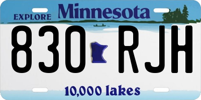 MN license plate 830RJH