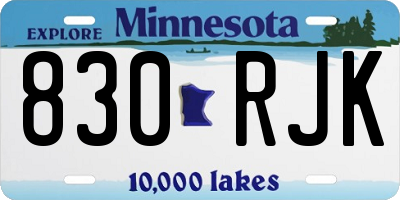 MN license plate 830RJK