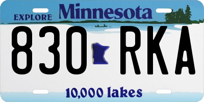 MN license plate 830RKA