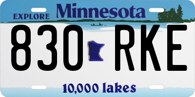 MN license plate 830RKE
