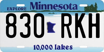 MN license plate 830RKH