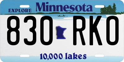 MN license plate 830RKO