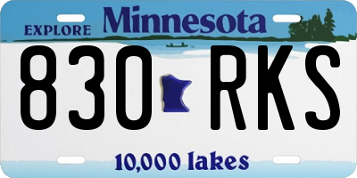 MN license plate 830RKS