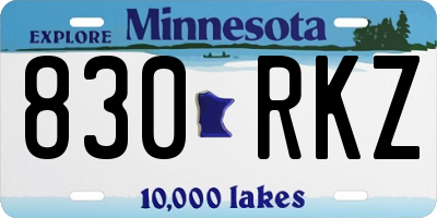 MN license plate 830RKZ