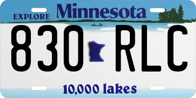 MN license plate 830RLC