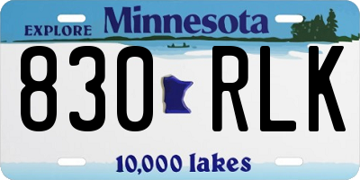 MN license plate 830RLK