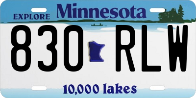 MN license plate 830RLW