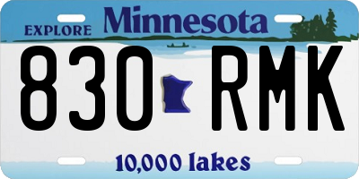 MN license plate 830RMK