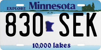 MN license plate 830SEK