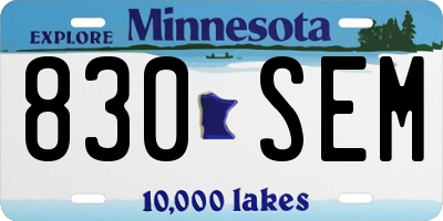 MN license plate 830SEM
