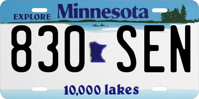 MN license plate 830SEN