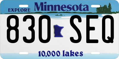 MN license plate 830SEQ