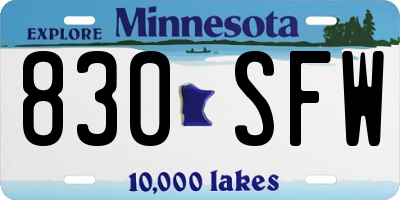 MN license plate 830SFW