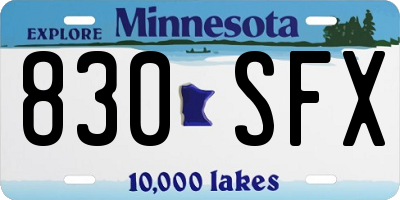 MN license plate 830SFX