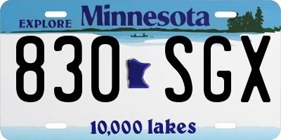 MN license plate 830SGX