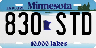 MN license plate 830STD