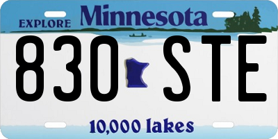 MN license plate 830STE