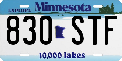 MN license plate 830STF