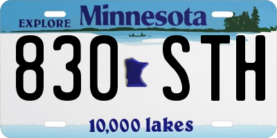 MN license plate 830STH