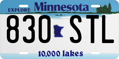 MN license plate 830STL