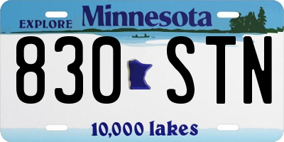 MN license plate 830STN