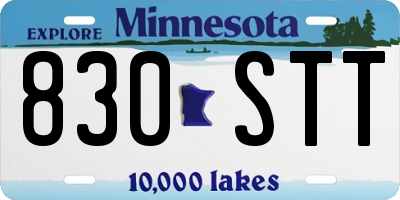 MN license plate 830STT
