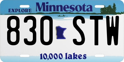 MN license plate 830STW