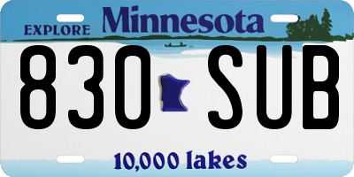 MN license plate 830SUB
