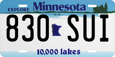 MN license plate 830SUI