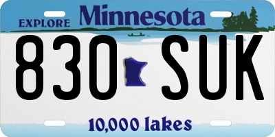 MN license plate 830SUK