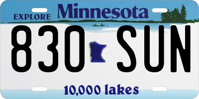 MN license plate 830SUN