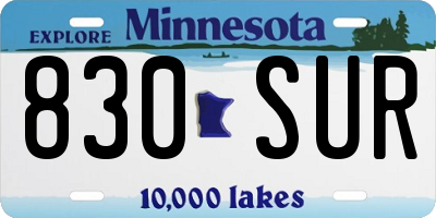 MN license plate 830SUR