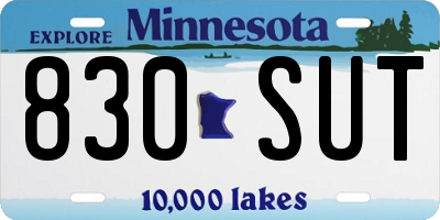 MN license plate 830SUT