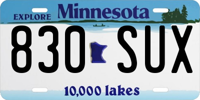 MN license plate 830SUX