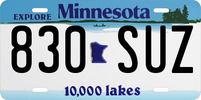 MN license plate 830SUZ