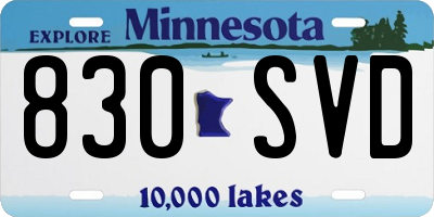 MN license plate 830SVD
