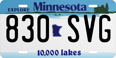 MN license plate 830SVG
