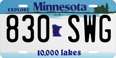 MN license plate 830SWG
