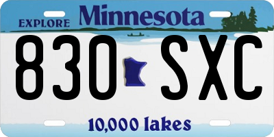 MN license plate 830SXC