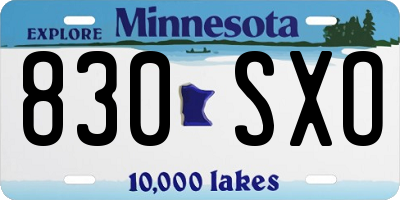 MN license plate 830SXO