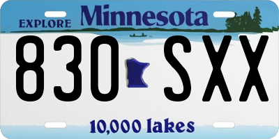 MN license plate 830SXX