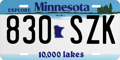 MN license plate 830SZK