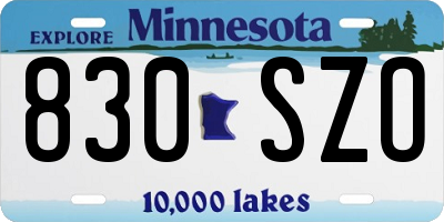 MN license plate 830SZO