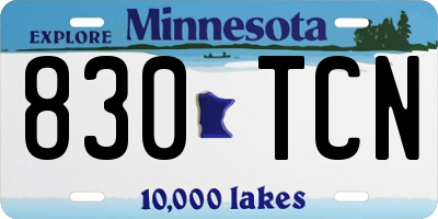 MN license plate 830TCN