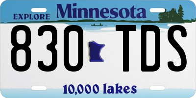 MN license plate 830TDS